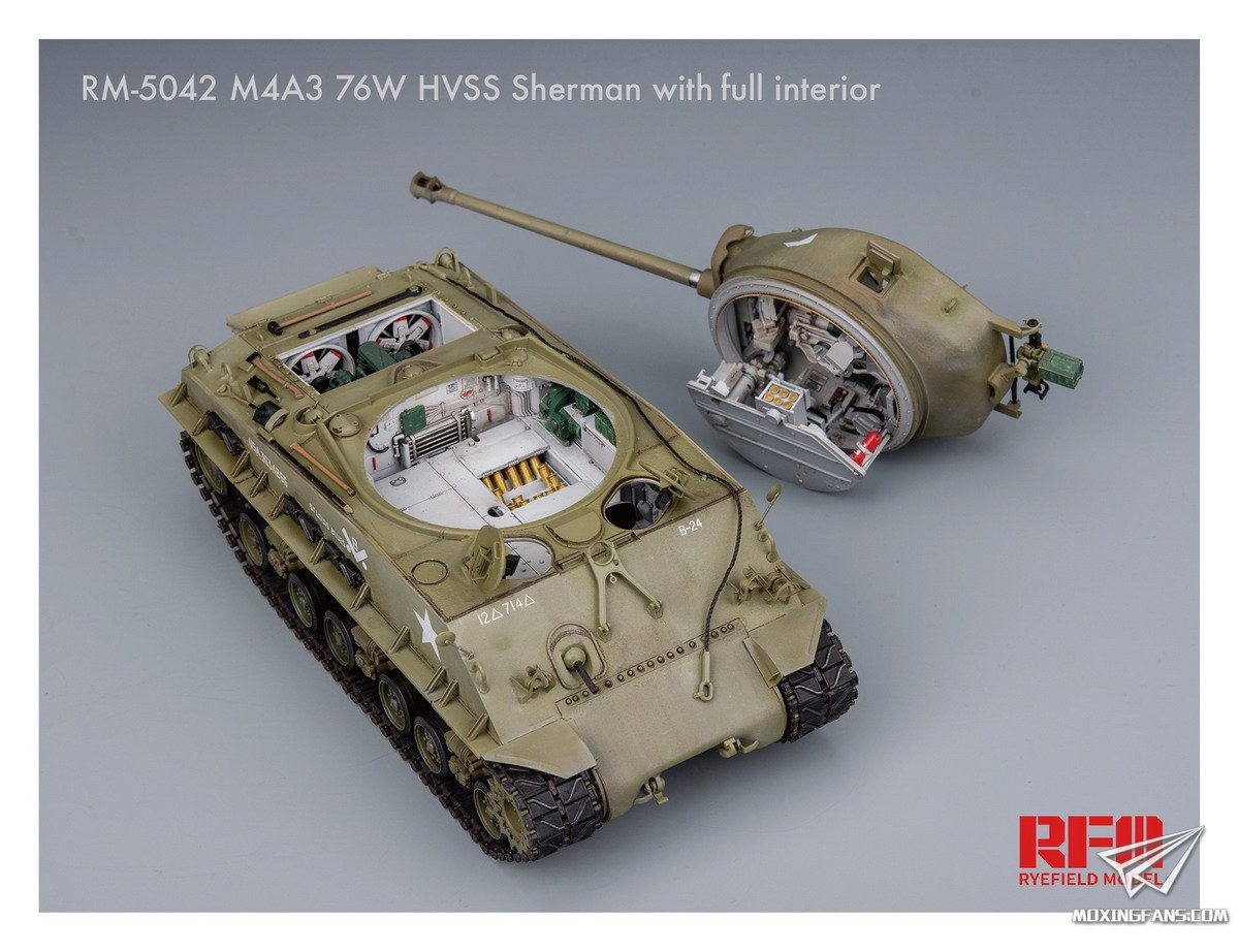 RM-5042 m4a3 76w HVSS Sherman w/Full Interior Rye field model (RFM), 1/35